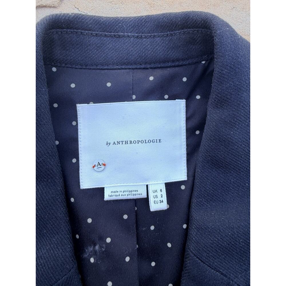By Anthropologie Women’s Black Vest Size 2 Preppy Academia Layering Piece Linen - Picture 2 of 3